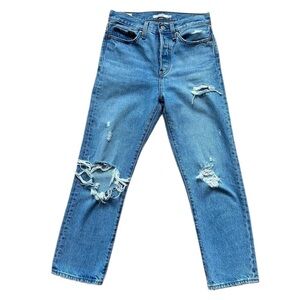 Levi's Wedgie Straight Jeans in Authentically Yours Wash Shredded - Size 25